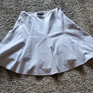 Blue and white striped knee length skirt